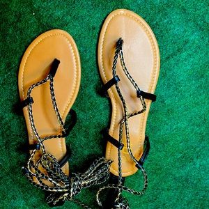 Flat tie up sandals
